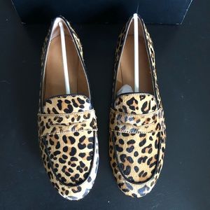 J Crew Leopard Calf Hair Loafer 9 1/2